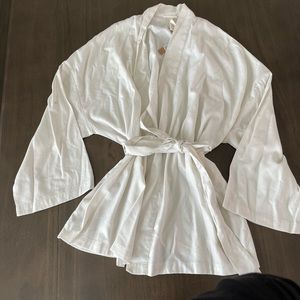 SKIMS linen wrap top/robe
